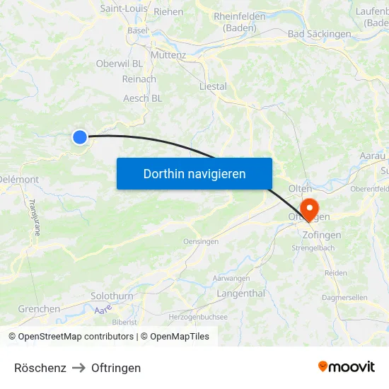 Röschenz to Oftringen map