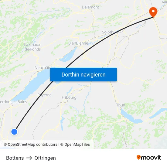 Bottens to Oftringen map