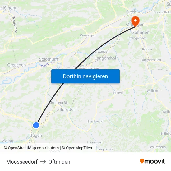 Moosseedorf to Oftringen map
