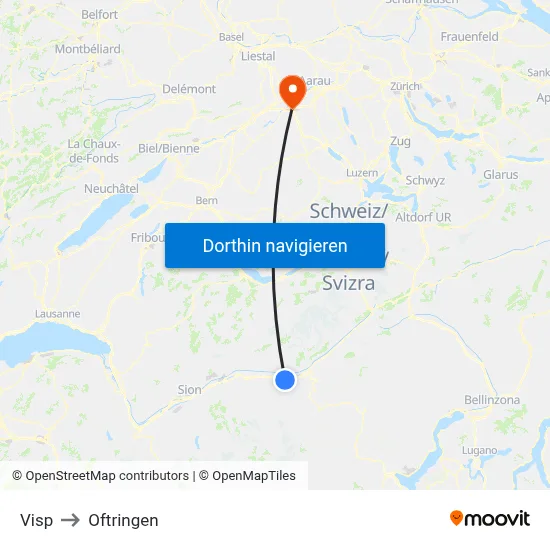 Visp to Oftringen map