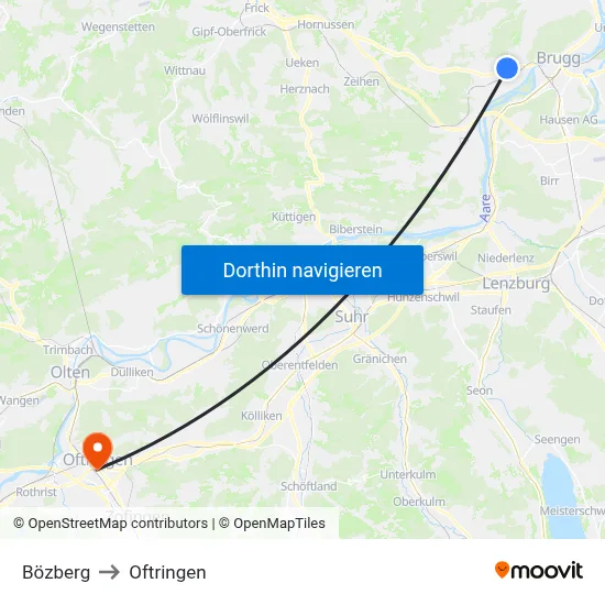 Bözberg to Oftringen map