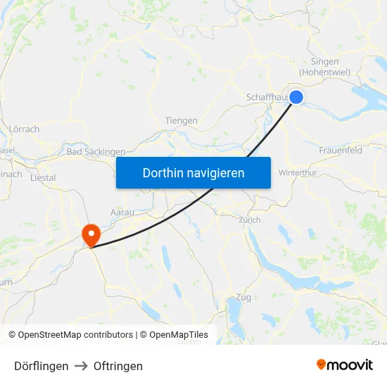 Dörflingen to Oftringen map