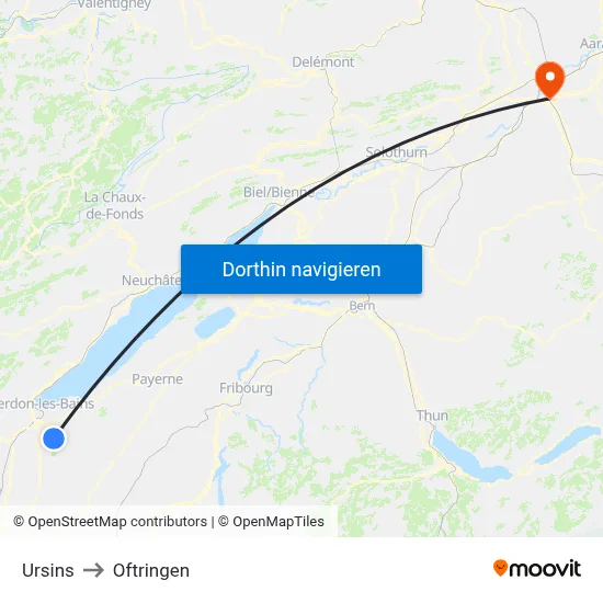 Ursins to Oftringen map