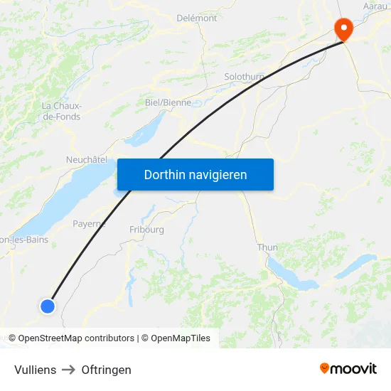 Vulliens to Oftringen map