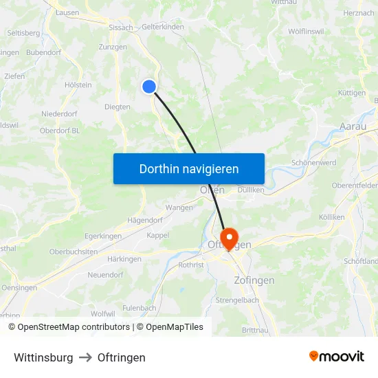 Wittinsburg to Oftringen map