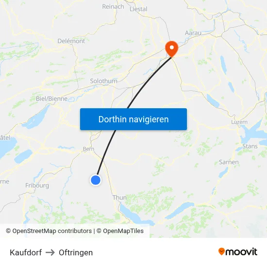 Kaufdorf to Oftringen map