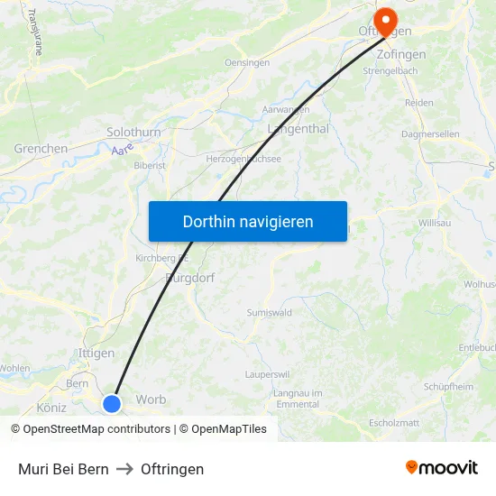 Muri Bei Bern to Oftringen map