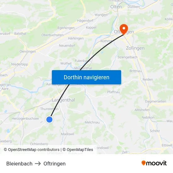Bleienbach to Oftringen map