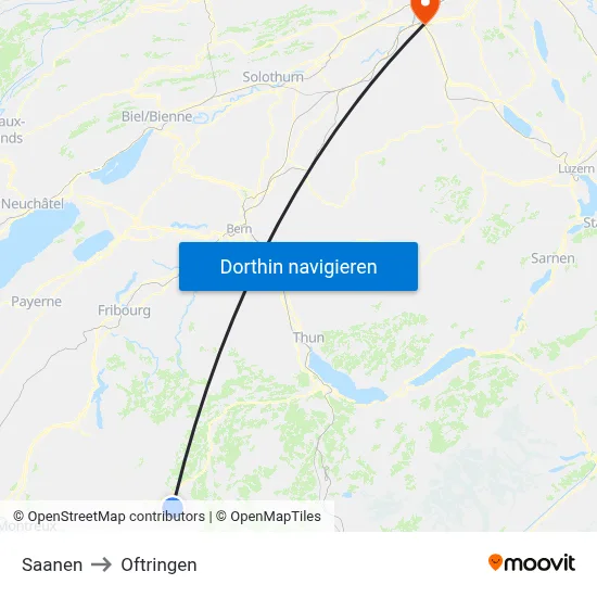 Saanen to Oftringen map