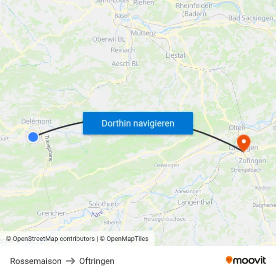 Rossemaison to Oftringen map