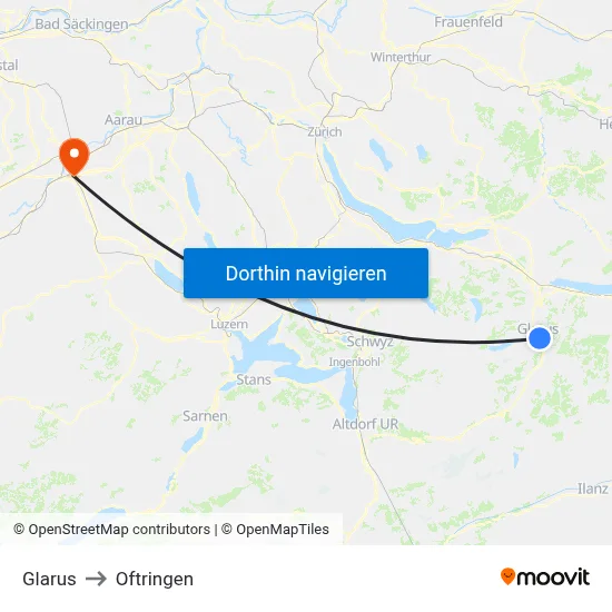 Glarus to Oftringen map