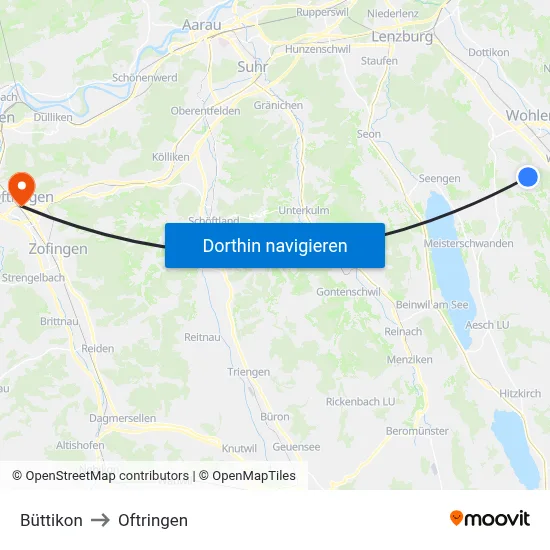 Büttikon to Oftringen map
