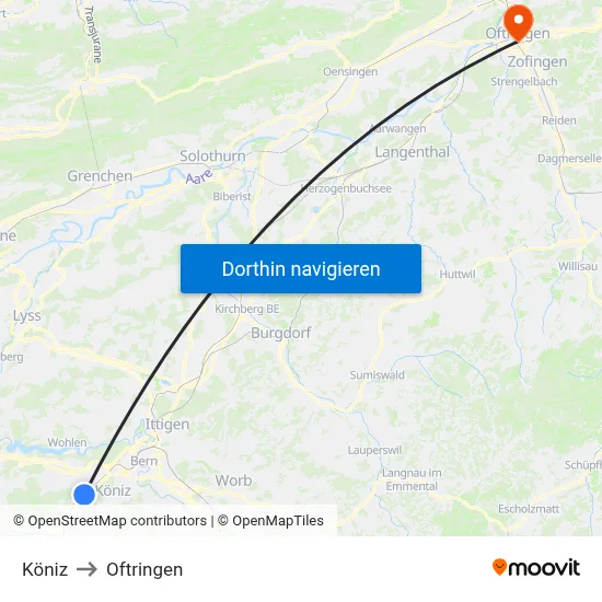 Köniz to Oftringen map