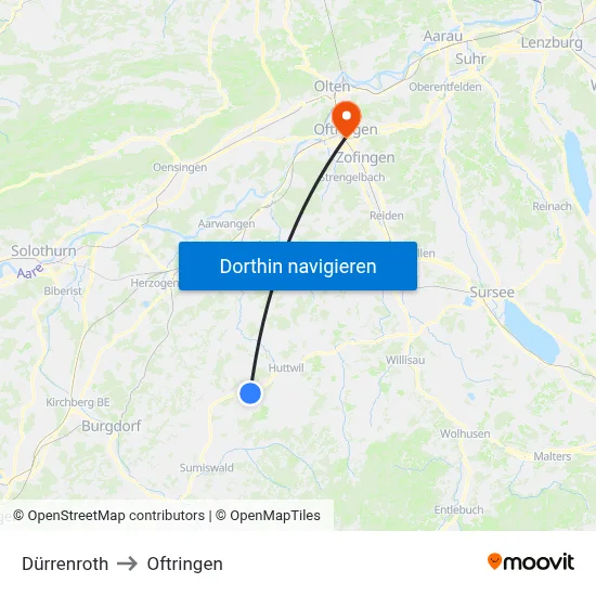 Dürrenroth to Oftringen map