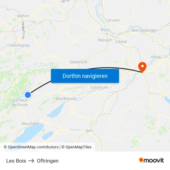 Les Bois to Oftringen map