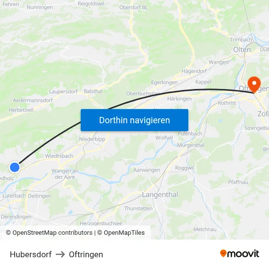 Hubersdorf to Oftringen map