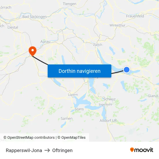 Rapperswil-Jona to Oftringen map