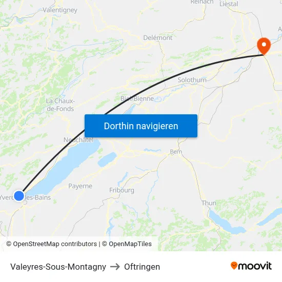Valeyres-Sous-Montagny to Oftringen map