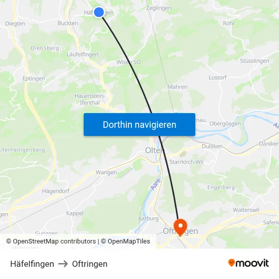 Häfelfingen to Oftringen map