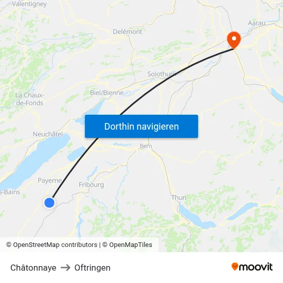 Châtonnaye to Oftringen map