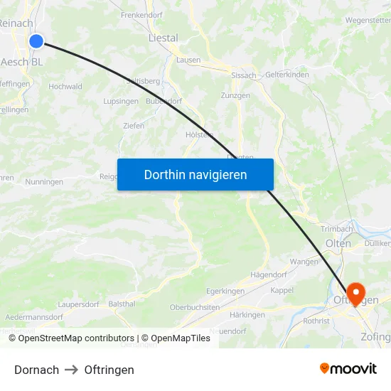 Dornach to Oftringen map