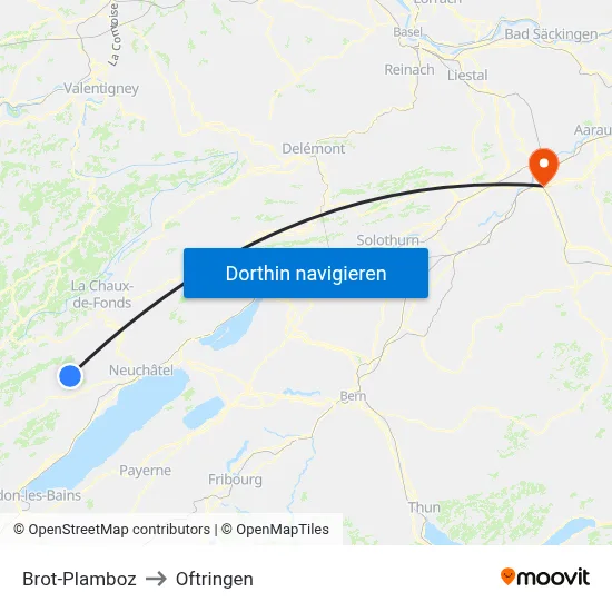 Brot-Plamboz to Oftringen map