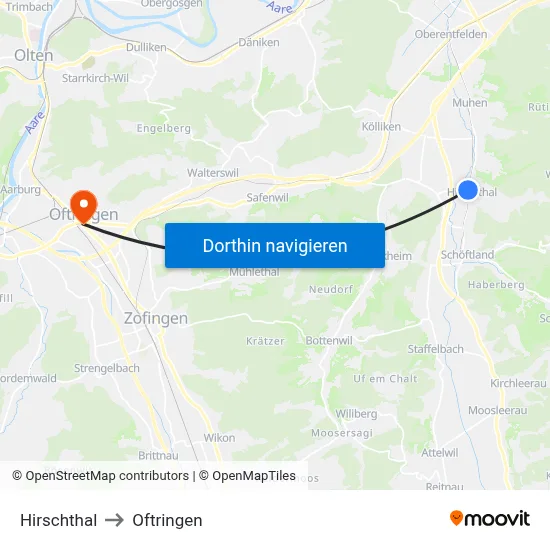 Hirschthal to Oftringen map
