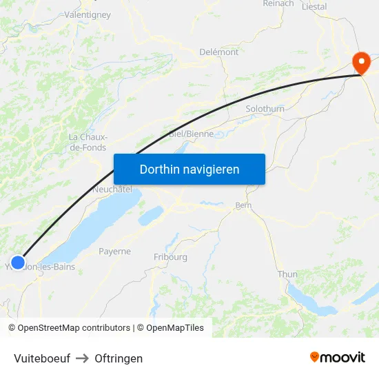 Vuiteboeuf to Oftringen map
