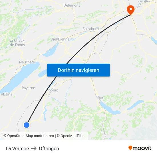 La Verrerie to Oftringen map