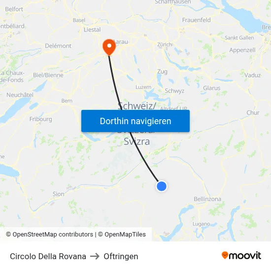 Circolo Della Rovana to Oftringen map