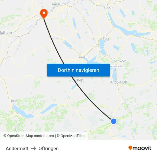 Andermatt to Oftringen map