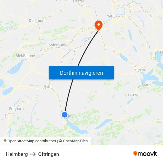 Heimberg to Oftringen map