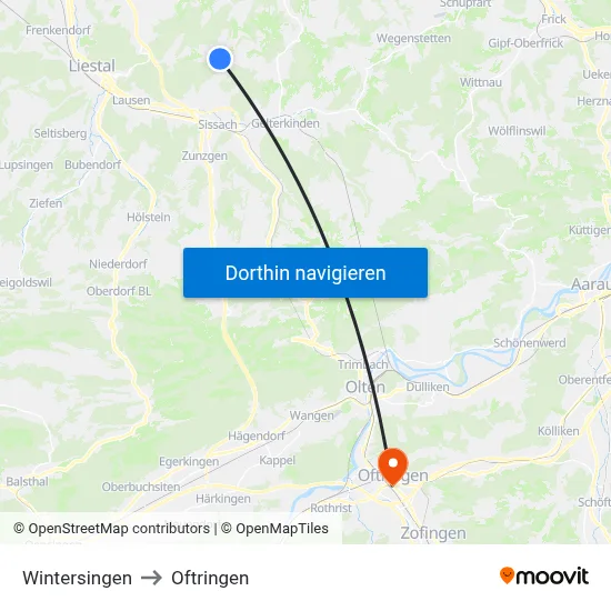 Wintersingen to Oftringen map