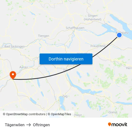 Tägerwilen to Oftringen map