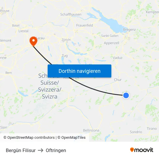 Bergün Filisur to Oftringen map