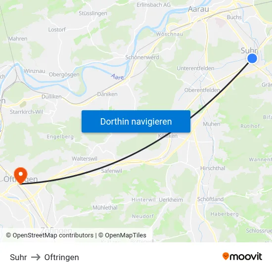 Suhr to Oftringen map