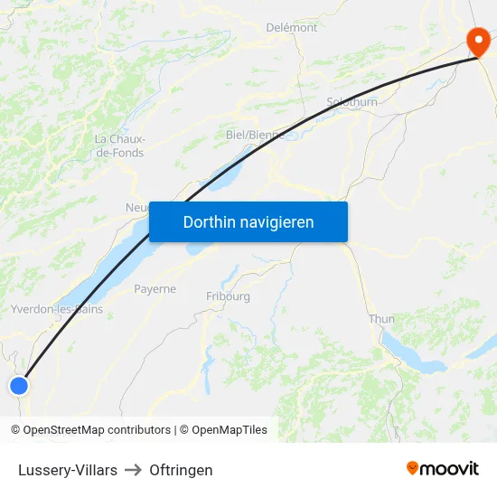 Lussery-Villars to Oftringen map