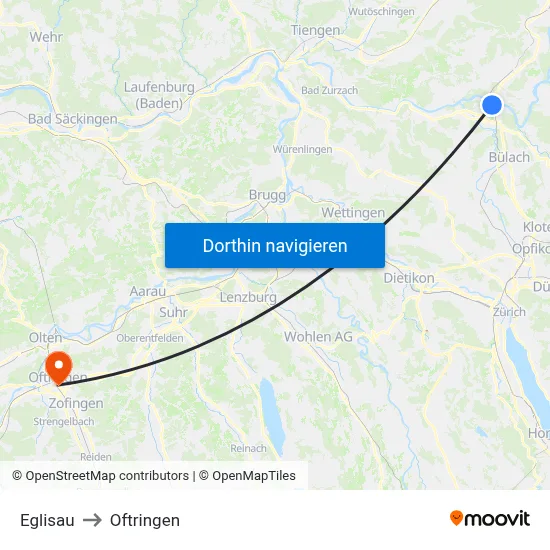 Eglisau to Oftringen map