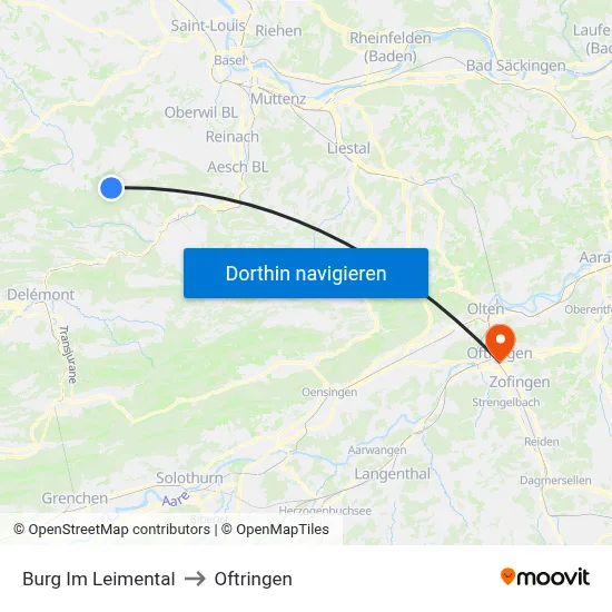 Burg Im Leimental to Oftringen map
