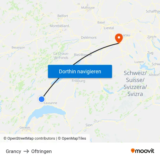 Grancy to Oftringen map