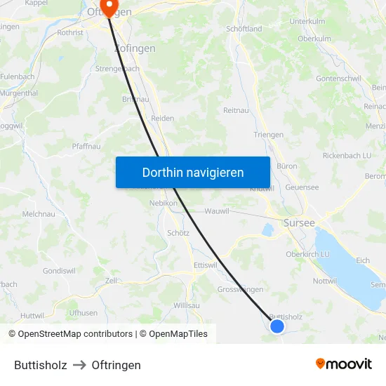 Buttisholz to Oftringen map