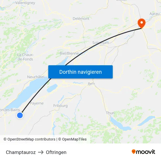 Champtauroz to Oftringen map