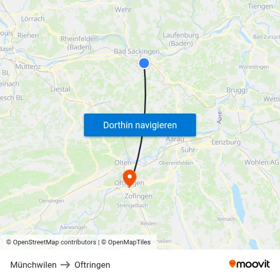Münchwilen to Oftringen map