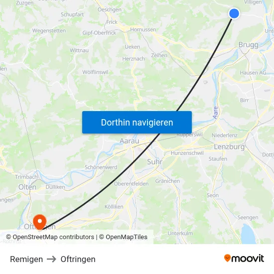 Remigen to Oftringen map