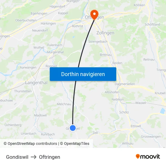 Gondiswil to Oftringen map
