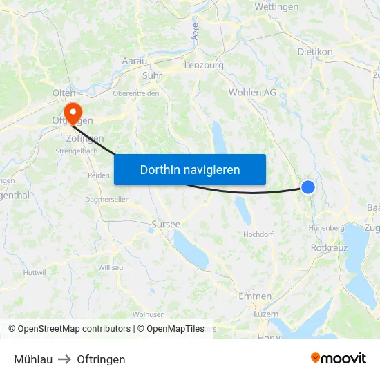 Mühlau to Oftringen map
