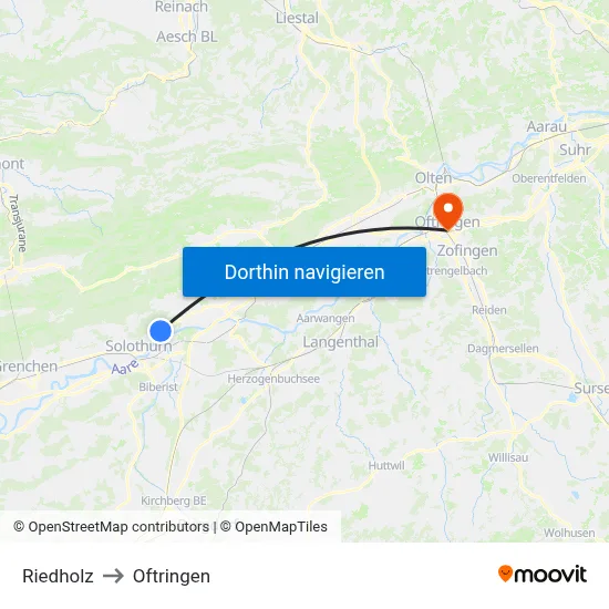 Riedholz to Oftringen map