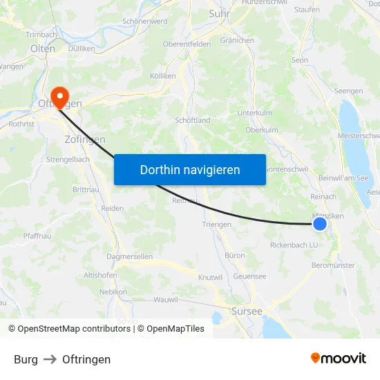 Burg to Oftringen map