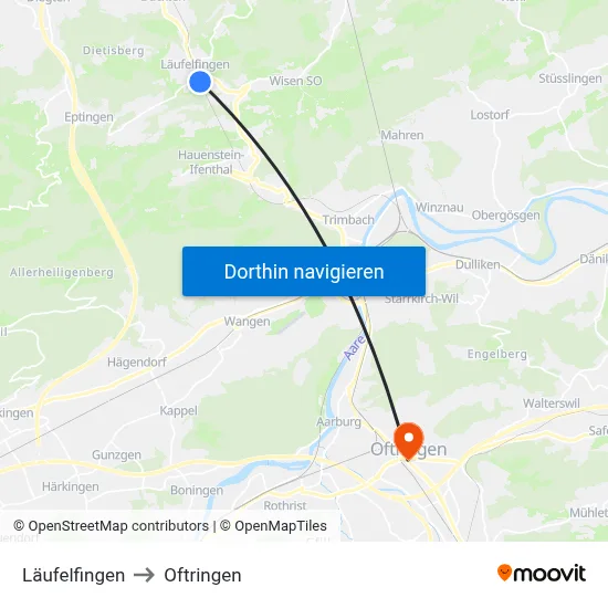 Läufelfingen to Oftringen map