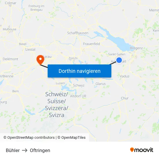 Bühler to Oftringen map